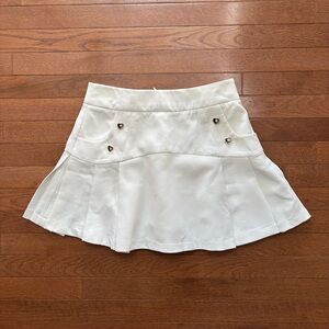 Vivi Ka White Pleated Skort with Black Heart Shaped Buttons